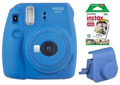 Fujifilm INSTAX MINI 9 camera big bundle (+ 1x10 film + case) - Cobalt Blue