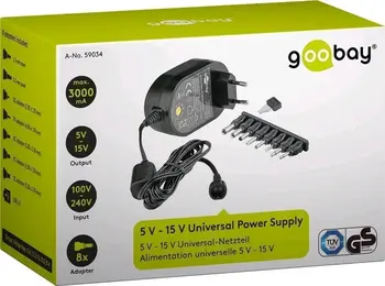 Goobay Univerzální napájecí adaptér 230V/5V-15V max. 36W a 3A