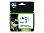 HP 712 3-Pack 29-ml Cyan DesignJet Ink