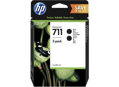 HP DesignJet T120 T520, 2x ink. kazeta black 80ml No.711