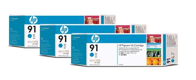 HP DesignJet Z6100, ink. cartridge 3ks cyan No.91 3x775ml