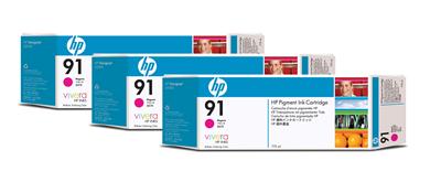 HP DesignJet Z6100, ink. cartridge 3ks magenta No.91 3x775ml