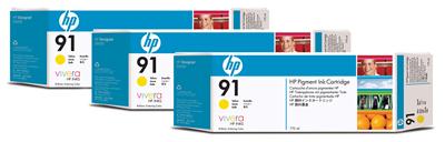 HP DesignJet Z6100, ink. cartridge 3ks yellow No.91 3x775ml