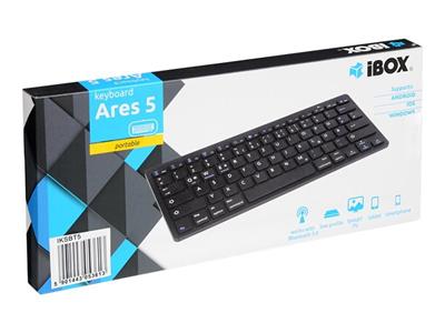 IBOX ARES 5,Bluetooth keyboard,klávesnice,2xAAA,až 10m,černá