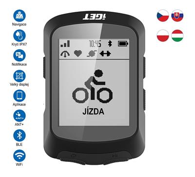 iGET CYCLO C220 - Cyklocomputer 2,3" černobílý displej, baterie až 45 hodin, bezdrátový, GPS/BeiDou/AGPS