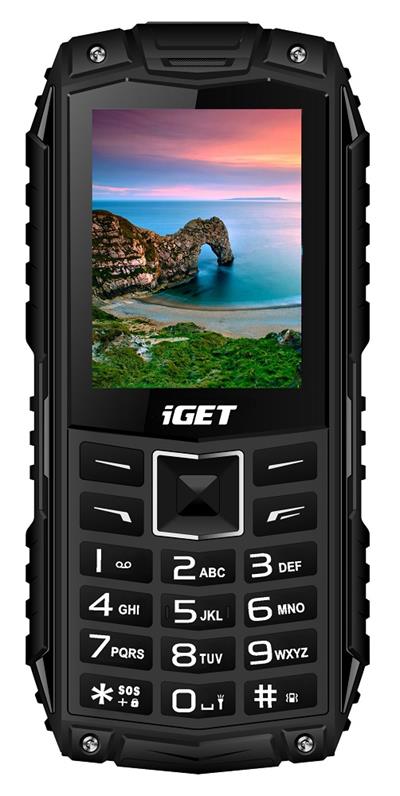 iGET Defender D10 Black - Odolný telefon/2,4"/320x240/Dual SIM/fotoaparát 0,3 MPx/32Mb+3Mb/baterie 2500mAh/svítilna/IP6