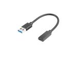 LANBERG USB-C(F) 3.1->USB-A(M) ADAPTER CABLE 15CM BLACK 