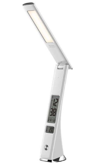 IMMAX LED stolní lampička Cuckoo/ 5W/ 200lm/ 5V/1A/ 3 stupně stmívání/ sklápěcí rameno/ možnost vypnutí LCD/ USB/ bílá