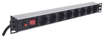 Intellinet 19" 1U Rackmount 8-Way Power Strip - German Type,rozvodný panel, 8x DE zásuvka,3m kabel