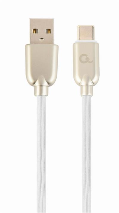 Kabel CABLEXPERT USB 2.0 AM na Type-C kabel (AM/CM), 1m, pogumovaný, bílý, blister, PREMIUM QUALITY