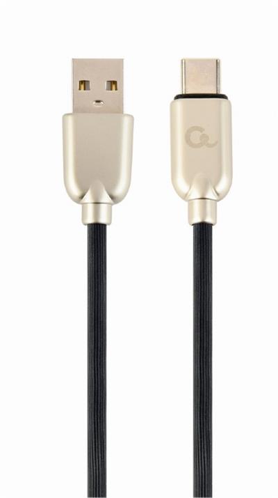 Kabel CABLEXPERT USB 2.0 AM na Type-C kabel (AM/CM), 1m, pogumovaný, černý, blister, PREMIUM QUALITY