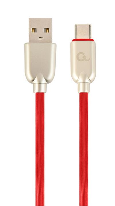 Kabel CABLEXPERT USB 2.0 AM na Type-C kabel (AM/CM), 1m, pogumovaný, červený, blister, PREMIUM QUALITY