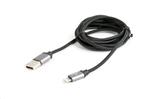 Kabel CABLEXPERT USB 2.0 Lightning (IP5 a vyšší) nabíjecí a synchronizační kabel, opletený, 1,8m, černý, blister