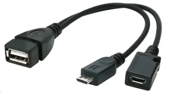 Kabel CABLEXPERT USB AF/micro BM + micro BF, OTG + dobíjení, 15cm, pro tablety a smartphone