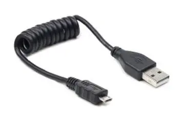 Kabel GEMBIRD USB A Male/Micro B Male 2.0, 60cm, Black, kroucený