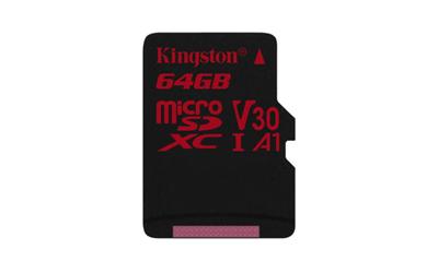 KINGSTON 64GB microSDHC Canvas React 100R/70W U3 UHS-I V30 A1 Card bez adapteru