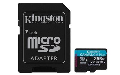 KINGSTON micro SDXC 256GB Canvas Go! Plus A2 U3 V30 170MB/s + SD adaptér