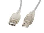 LANBERG USB-A M/F 2.0 CABLE 1.8M TRANSPARENT FERRITE 