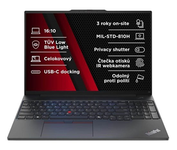 Lenovo ThinkPad E/E16 Gen 2 (AMD)/R7-7735HS/16"/WUXGA/16GB/512GB SSD/AMD int/W11P/Black/3R