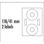 Logo etikety na CD 118/41mm, A4, matné, bílé, 2 etikety, 2 proužky, 140g/m2, baleno po 10 ks, pro inkoustové a laserové 