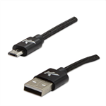 Logo USB kabel (2.0), USB A samec - microUSB samec,2m,černý,nylonové opletení