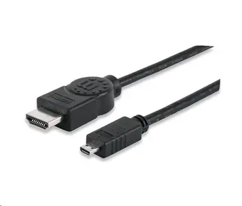 MANHATTAN High Speed HDMI Cable with Ethernet, HEC, ARC, 3D, 4K, HDMI Male to Micro Male, Shielded, Black, 2m