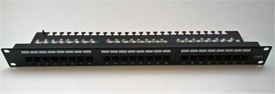 Masterlan patch panel 19" 16xRJ45, Cat6, s vyvazovací lištou, černý