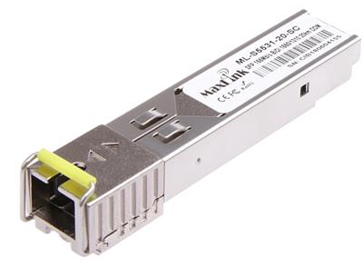 MaxLink 1.25G SFP optický modul, WDM(BiDi), SM, Tx 1550/Rx1310nm, 20km, 1x SC konektor, DDM, Cisco compatible