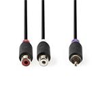 Nedis CABW24010AT02 - Kabel pro Subwoofer | RCA Zástrčka - 2x RCA Zásuvka | 0,2 m | Antracit