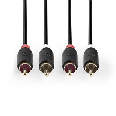 Nedis CABW24200AT10 - Stereofonní Audio Kabel | 2x RCA Zástrčka - 2x RCA Zástrčka | 1 m | Antracit