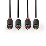 Nedis CABW24200AT10 - Stereofonní Audio Kabel | 2x RCA Zástrčka - 2x RCA Zástrčka | 1 m | Antracit