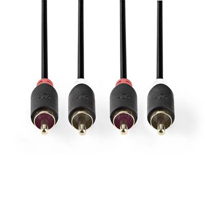 Nedis CABW24200AT30 - Stereofonní Audio Kabel | 2x RCA Zástrčka - 2x RCA Zástrčka | 3 m | Antracit