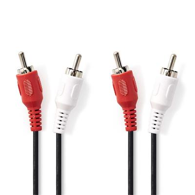 Nedis CAGB24200BK10 - Stereofonní Audio Kabel | 2x RCA Zástrčka - 2x RCA Zástrčka | 1 m | Černá barva