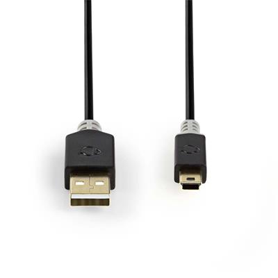 Nedis CCBW60300AT20 - USB 2.0 kabel | A Zástrčka - Mini 5-Pin Zástrčka | 2 m | Antracit