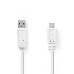 Nedis CCGP60410WT10 - USB 2.0 Plochý Kabel | A Zástrčka - Micro B Zástrčka | 1 m | Bílá barva