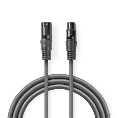 Nedis COTH15010GY30 - Vyvážený XLR Audiokabel | XLR 3pinová Zástrčka – XLR 3pinová Zásuvka | 3 m | Šedá barva