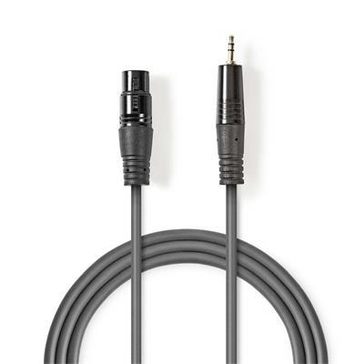 Nedis COTH15320GY10 - Vyvážený XLR Audiokabel | XLR 3pinová Zásuvka – 3,5mm Zástrčka | 1 m | Šedá barva