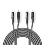 Nedis COTH24200GY15 - Stereofonní Audio Kabel | 2x RCA Zástrčka – 2x RCA Zástrčka | 1,5 m | Šedá barva