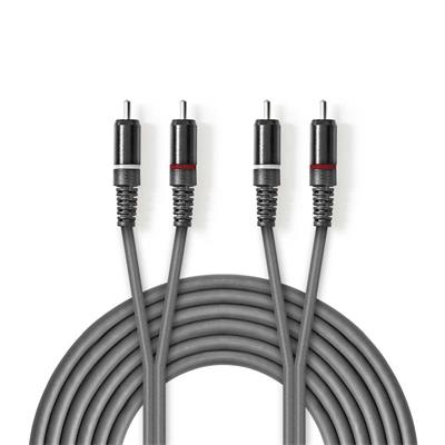 Nedis COTH24200GY30 - Stereofonní Audio Kabel | 2x RCA Zástrčka – 2x RCA Zástrčka | 3 m | Šedá barva