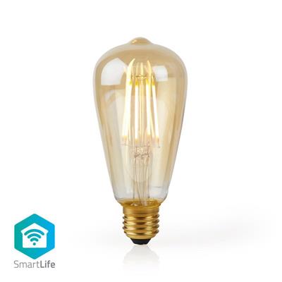 Nedis WIFILF10GDST64 - WiFi Chytrá LED Žárovka s vláknem | E27 | ST64 | 5 W | 500 lm