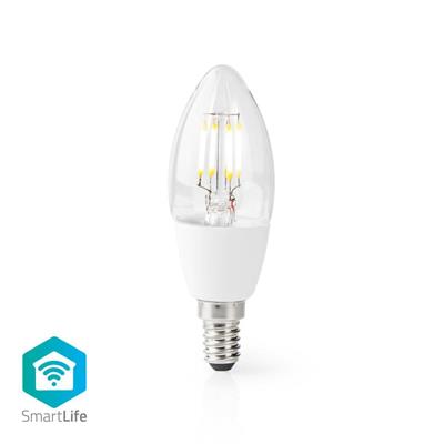 Nedis WIFILF10WTC37- Wi-Fi Chytrá LED Žárovka | E14 | Svíčka | 5 W | 400 lm | Teplá Bílá