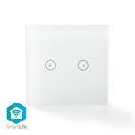 Nedis WIFIWS20WT - SmartLife nástěnný vypínač | Wi-Fi | Dvojitý | Nástěnný Držák | 86 mm | 86 mm | 1000 W | Android &  