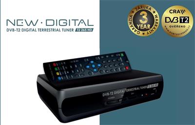 NEW DIGITAL Set-top box T2 265 HD,DVB-T2,HDMI,SCART,USB,CRA certifikace