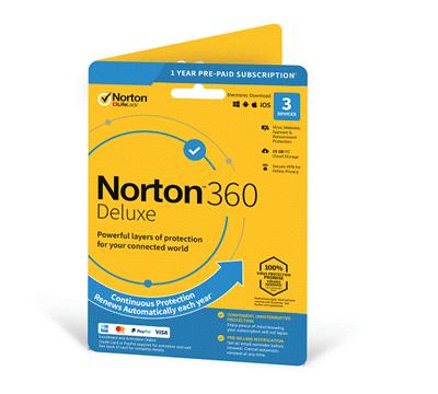 NORTON 360 DELUXE 25GB +VPN 1 uživatel pro 3 zařízení na 1rok