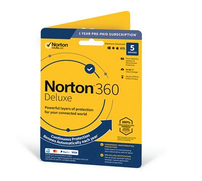 NORTON 360 DELUXE 50GB +VPN 1 uživatel pro 5 zařízení na 1rok