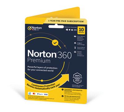 NORTON 360 PREMIUM 75GB +VPN 1 uživatel pro 10 zařízení na 1rok