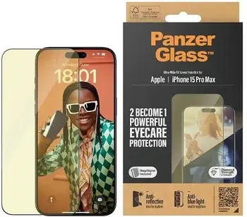 PanzerGlass Eyecare - Ochrana obrazovky pro mobilní telefon - ultra široký tvar - sklo - pro Apple iPhone 15 Pro Max