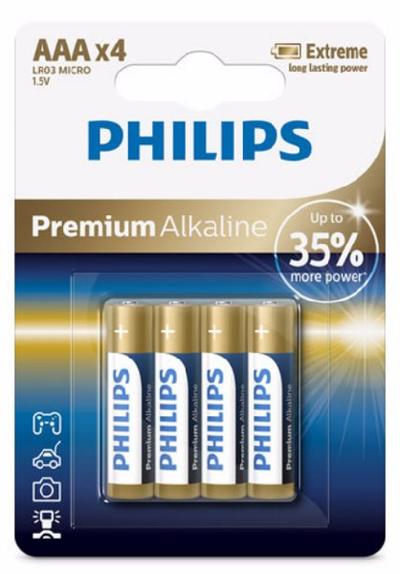 Philips baterie 4x AAA (1,5V), řada Premium Alkaline