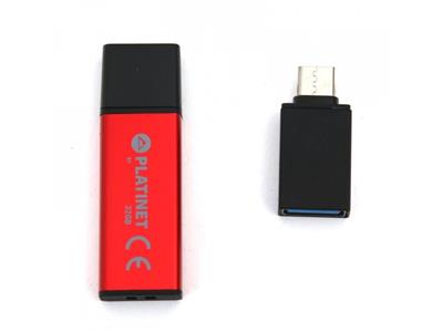 PLATINET PENDRIVE USB 2.0 X-Depo 32GB + Type-C Adapter RED