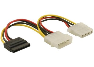 Power Adapter Molex 4-pin samec na SATA 15-pin + Molex 4 pin samice